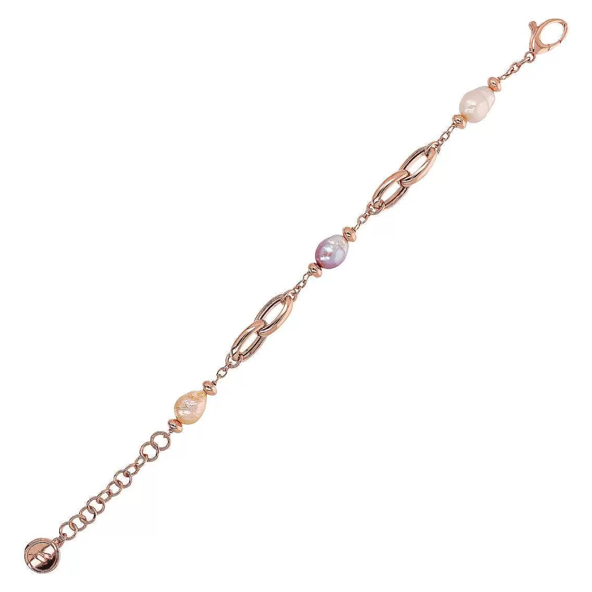 Online Bracciale Con Maglie Intrecciate E Perle Dolce Barocche Multicolor O 9/11 Mm Bracciali