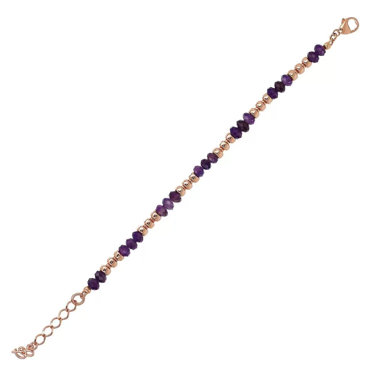 New Bracciale Con Pietre Naturali Sfaccettate E Rondelle Dorate Rose Bracciali