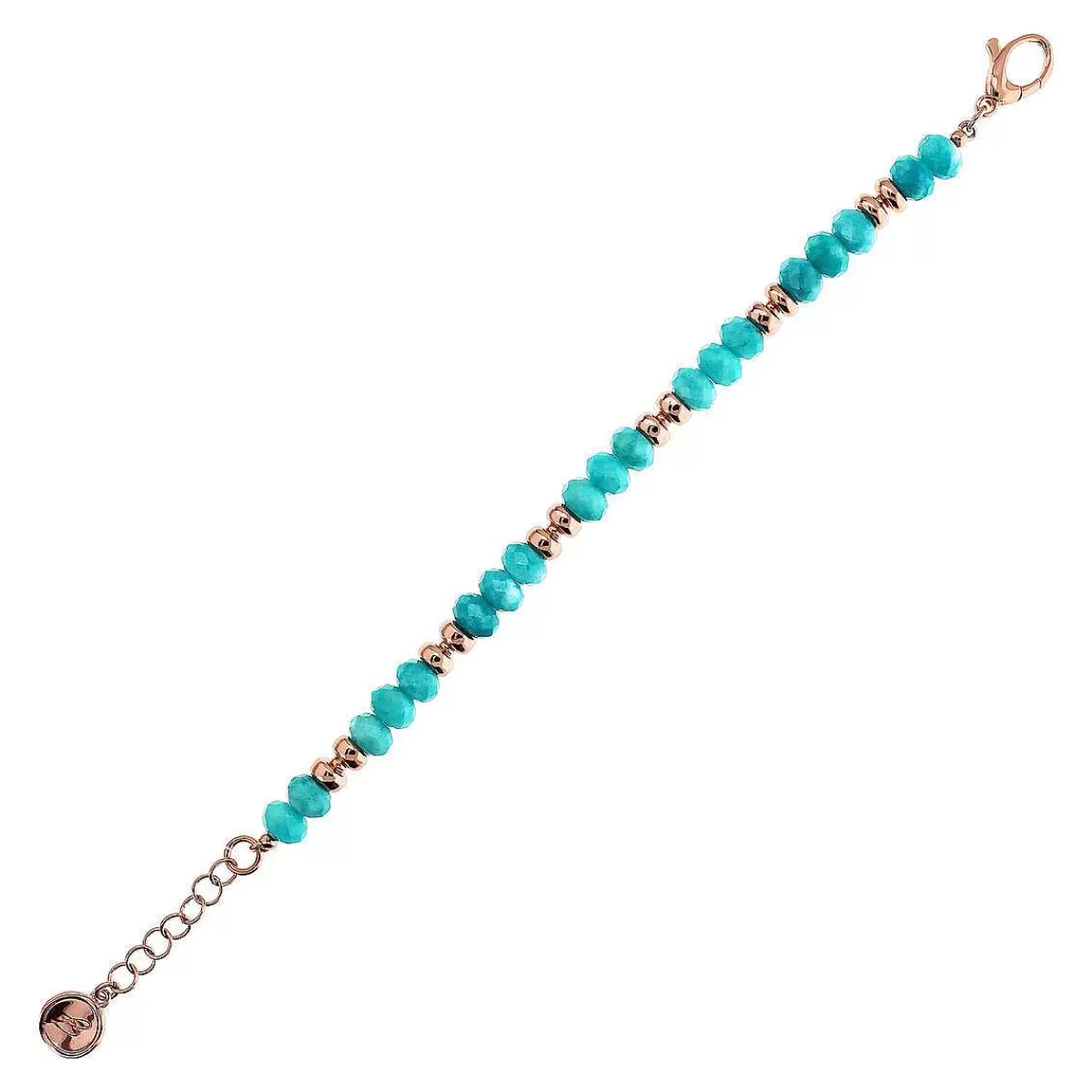 Online Bracciale Con Rondelle Dorate Rose E Pietre Naturali Sfaccettate Bracciali