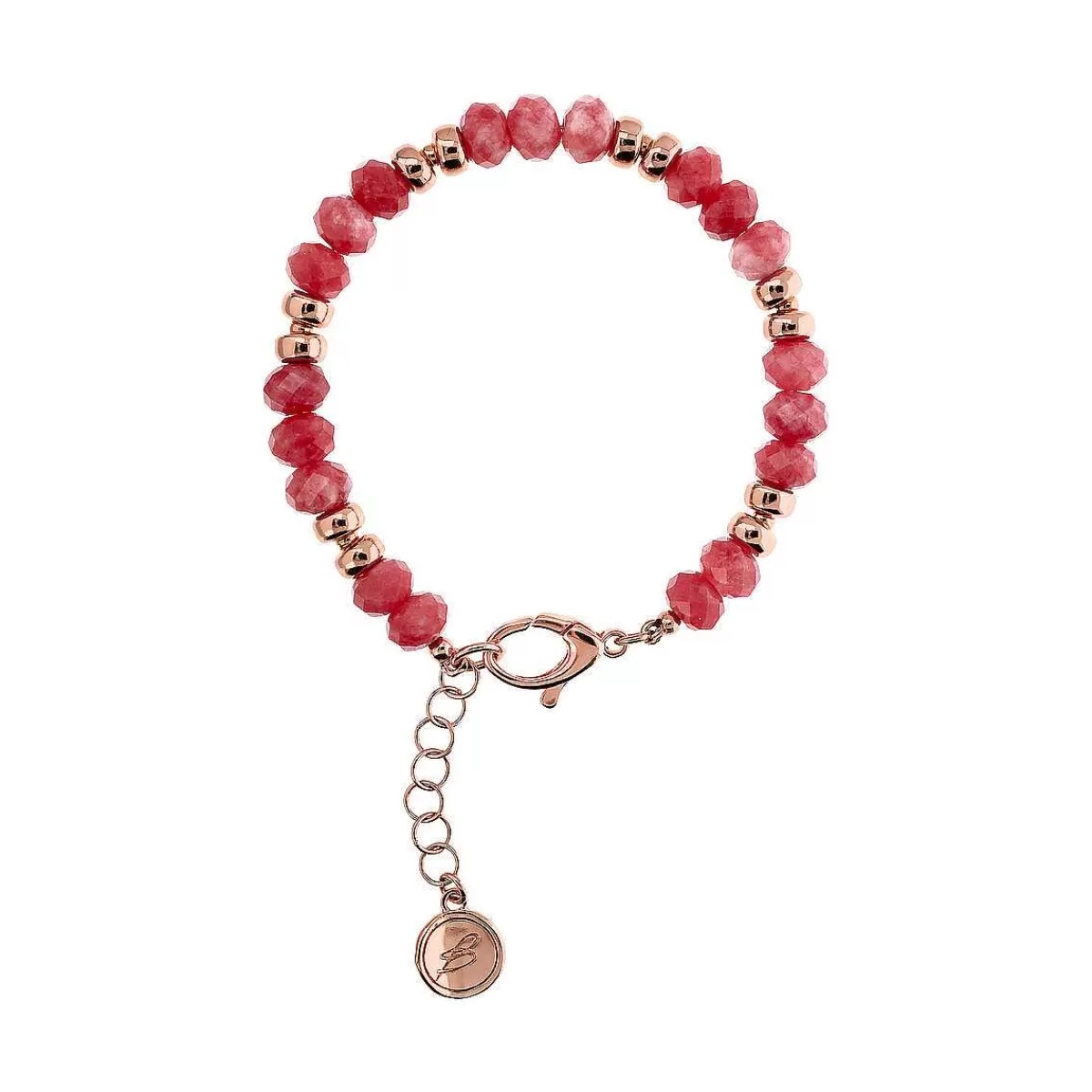 Online Bracciale Con Rondelle Dorate Rose E Pietre Naturali Sfaccettate Bracciali