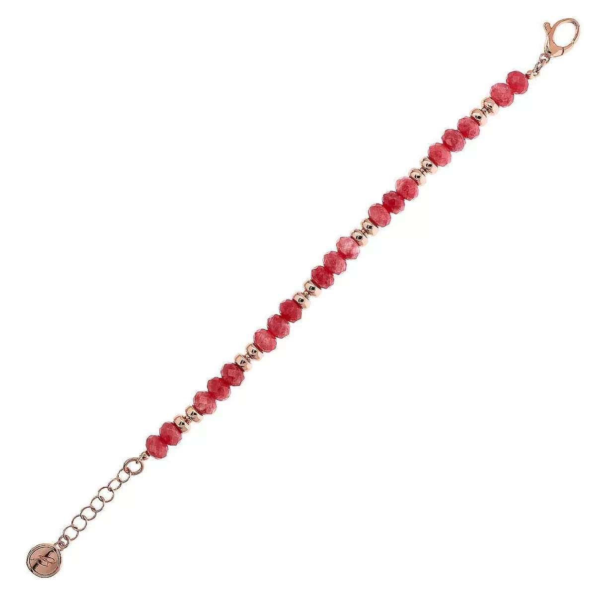 Online Bracciale Con Rondelle Dorate Rose E Pietre Naturali Sfaccettate Bracciali
