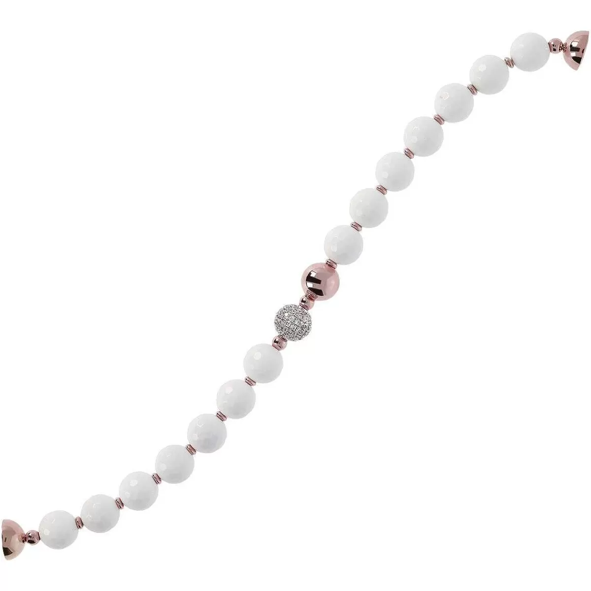 Hot Bracciale Con Sfere In Pietra Naturale Ed Elemento Pave In Cubic Zirconia Bracciali