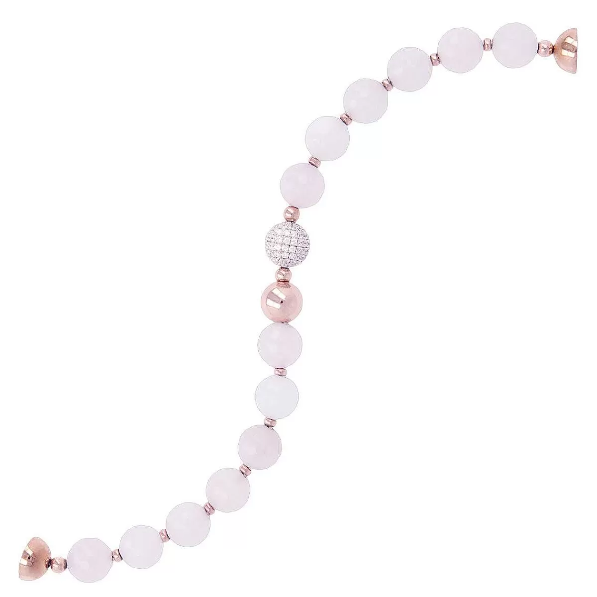 Hot Bracciale Con Sfere In Pietra Naturale Ed Elemento Pave In Cubic Zirconia Bracciali