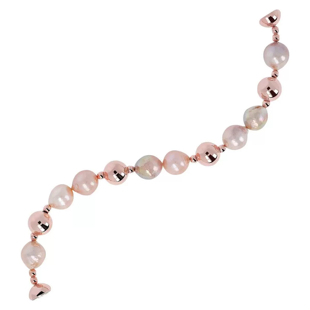 Shop Bracciale Con Sfere Lucide E Perle Coltivate D'Acqua Dolce Rosa Ming O 12 Mm Bracciali