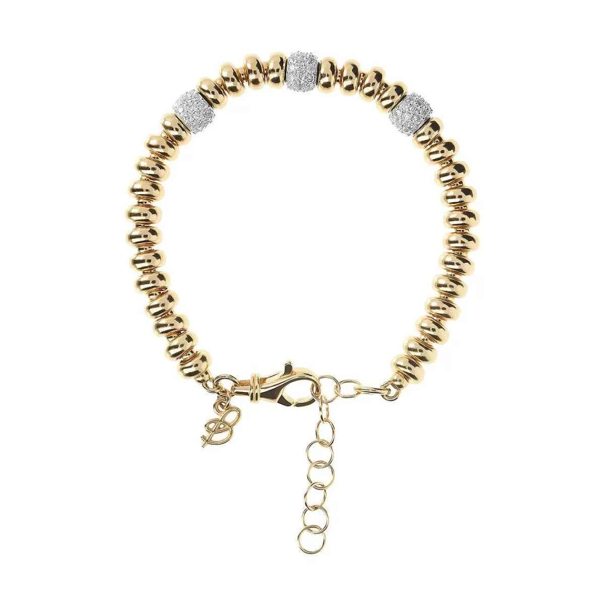 Best Sale Bracciale Dorato Con Elementi Alternati In Pave Di Cubic Zirconia Bracciali