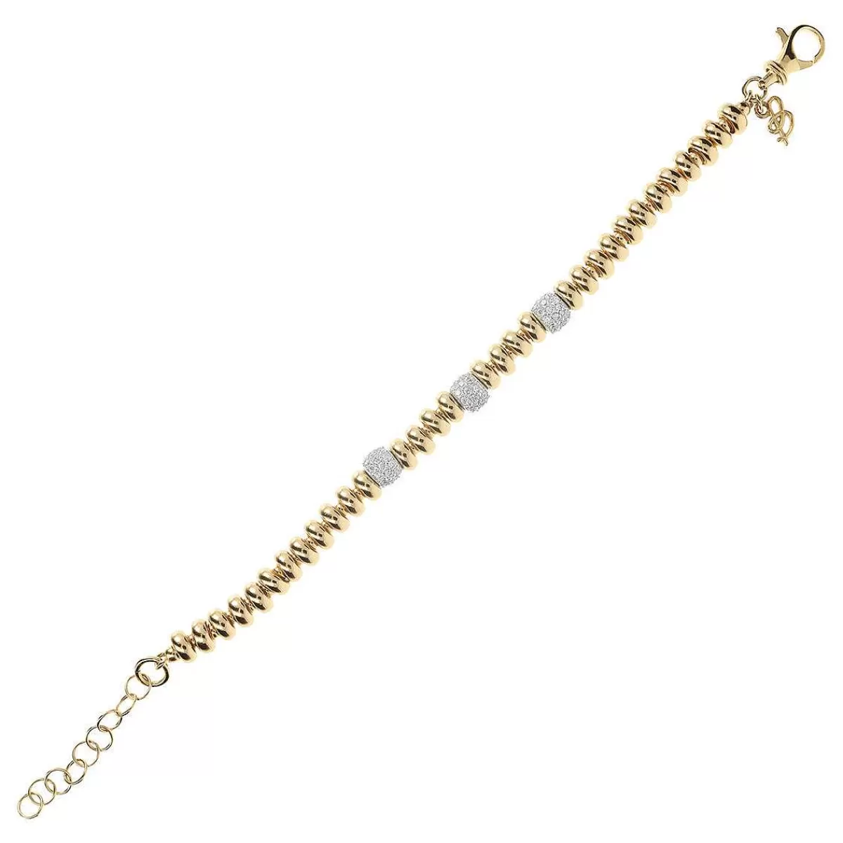 Best Sale Bracciale Dorato Con Elementi Alternati In Pave Di Cubic Zirconia Bracciali