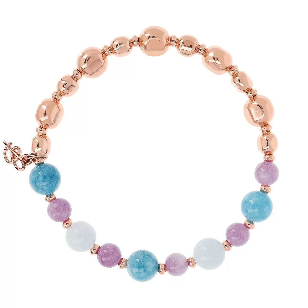 Hot Bracciale Elastico Con Pietre Naturali E Pepite In Golden Rose Bracciali