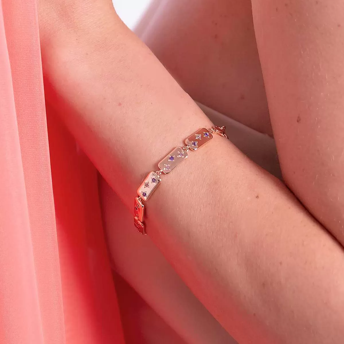 Sale Bracciale Etoile Con Elementi Rettangolari E Punti Luce In Cubic Zirconia Bracciali