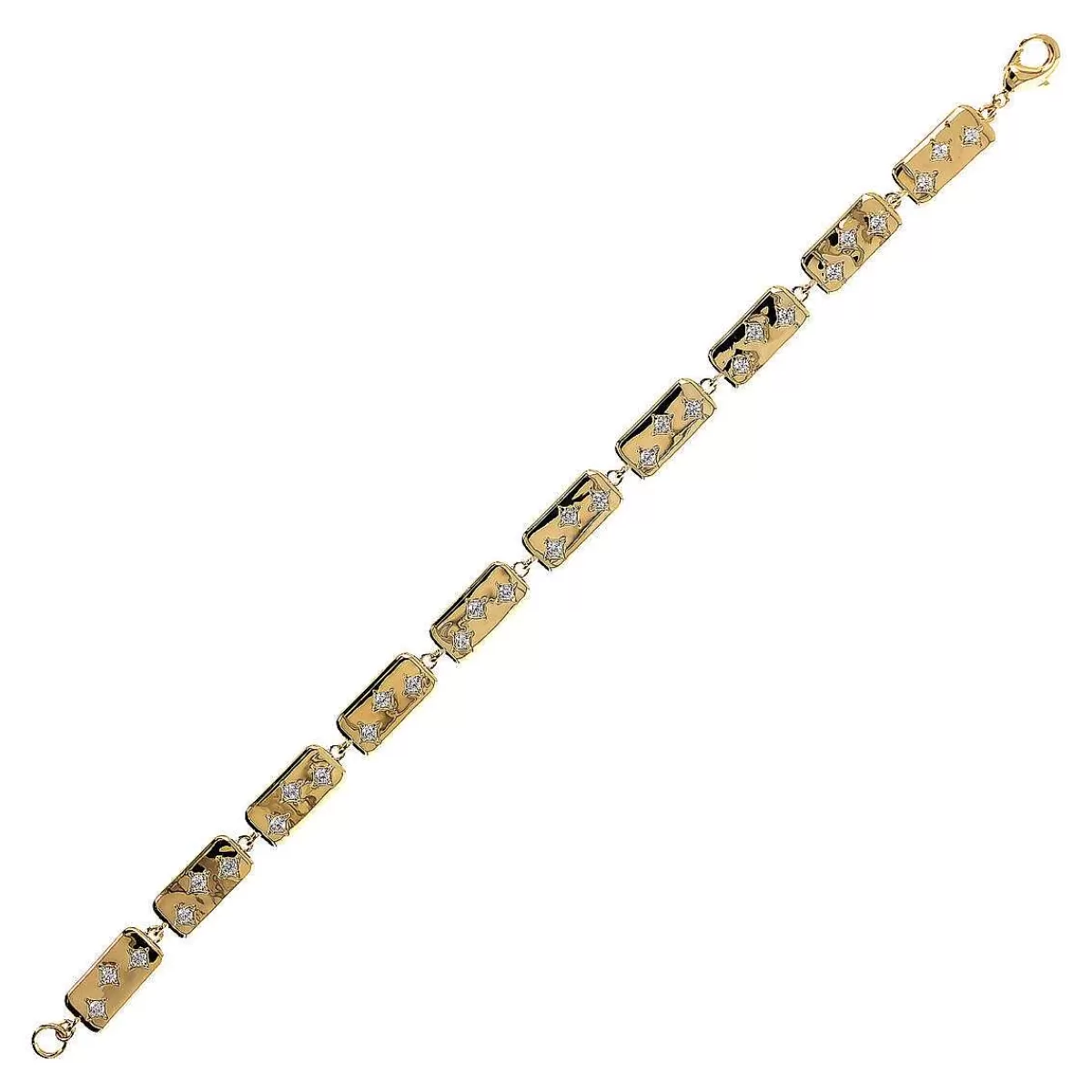 Best Sale Bracciale Etoile Dorato Con Elementi Rettangolari E Punti Luce In Cubic Zirconia Bracciali