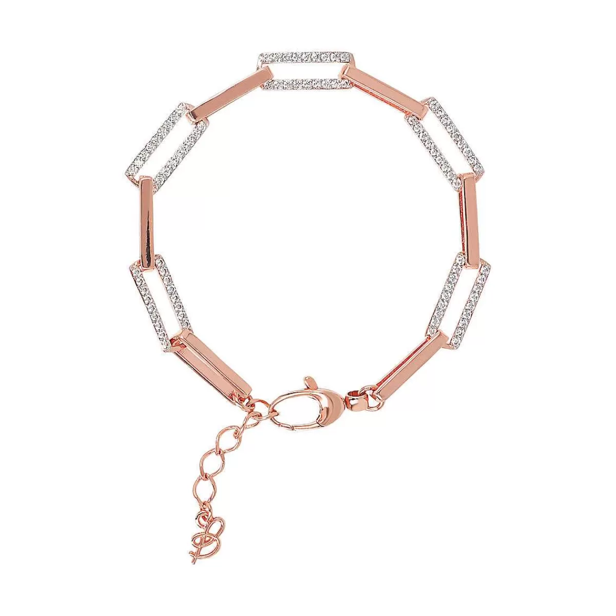 Fashion Bracciale Forzatina A Catena Bicolore Con Zirconi Bracciali
