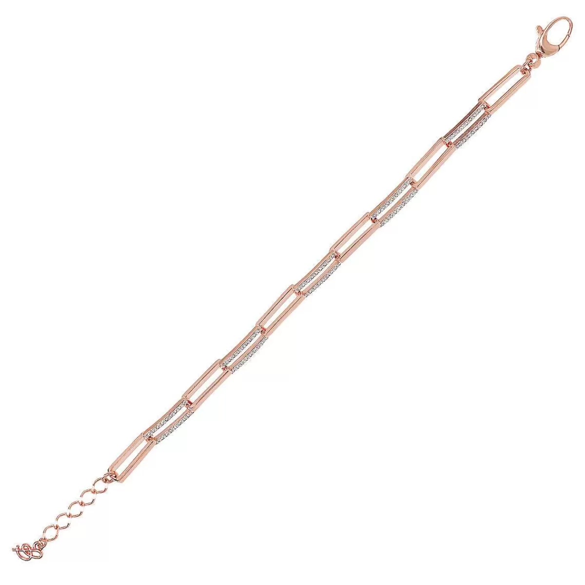 Fashion Bracciale Forzatina A Catena Bicolore Con Zirconi Bracciali
