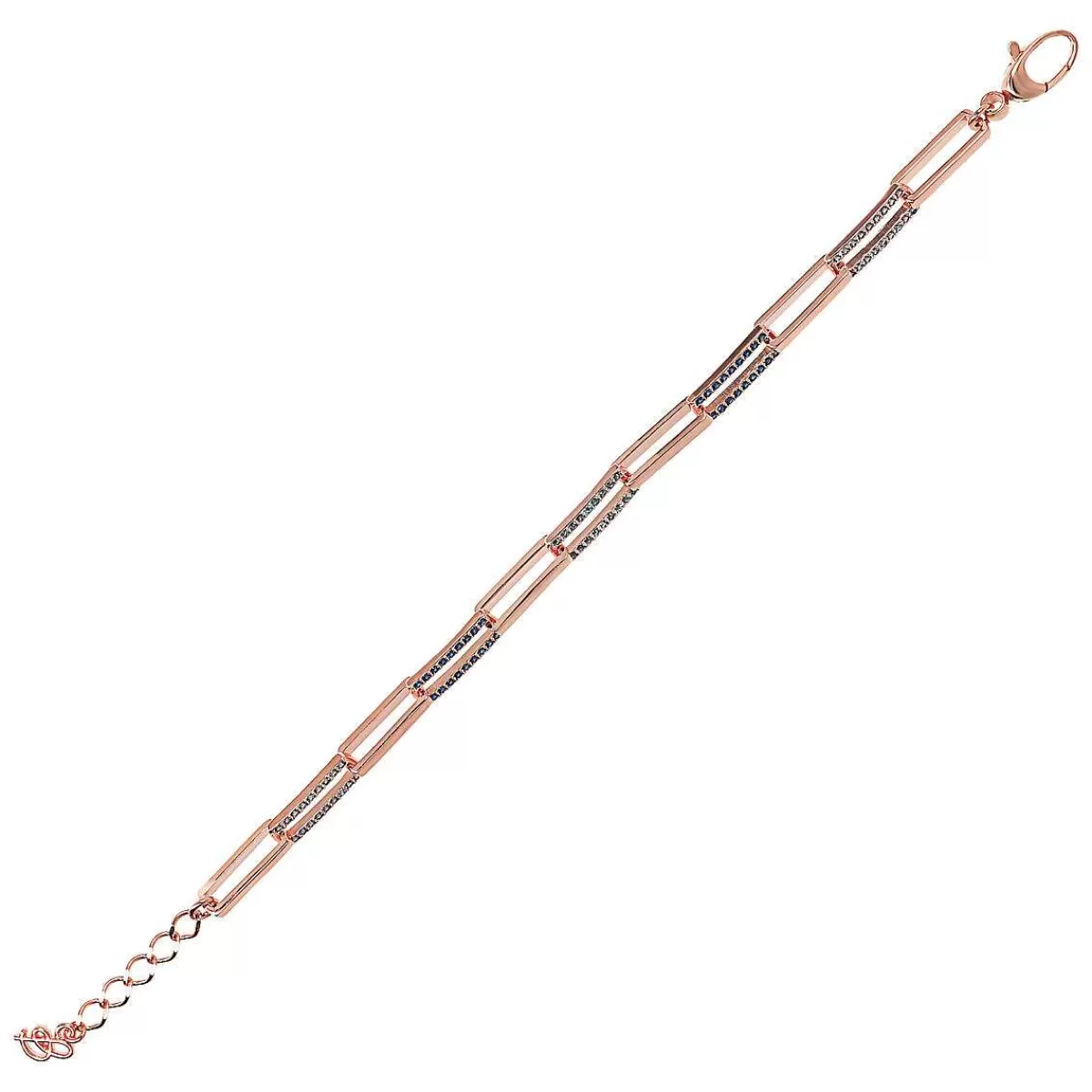 Fashion Bracciale Forzatina A Catena Bicolore Con Zirconi Bracciali