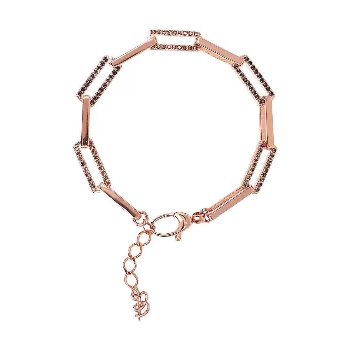 Fashion Bracciale Forzatina A Catena Bicolore Con Zirconi Bracciali
