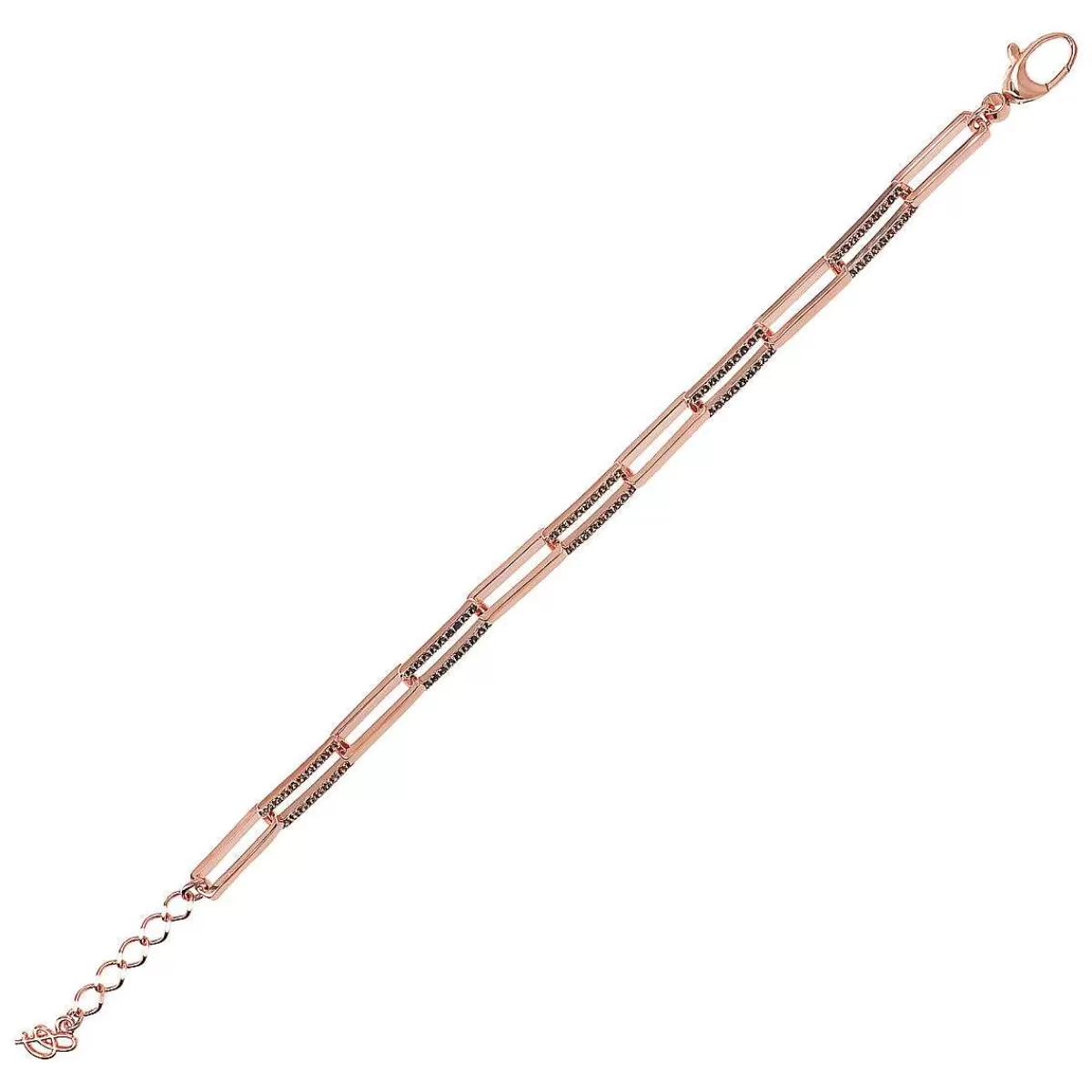 Fashion Bracciale Forzatina A Catena Bicolore Con Zirconi Bracciali