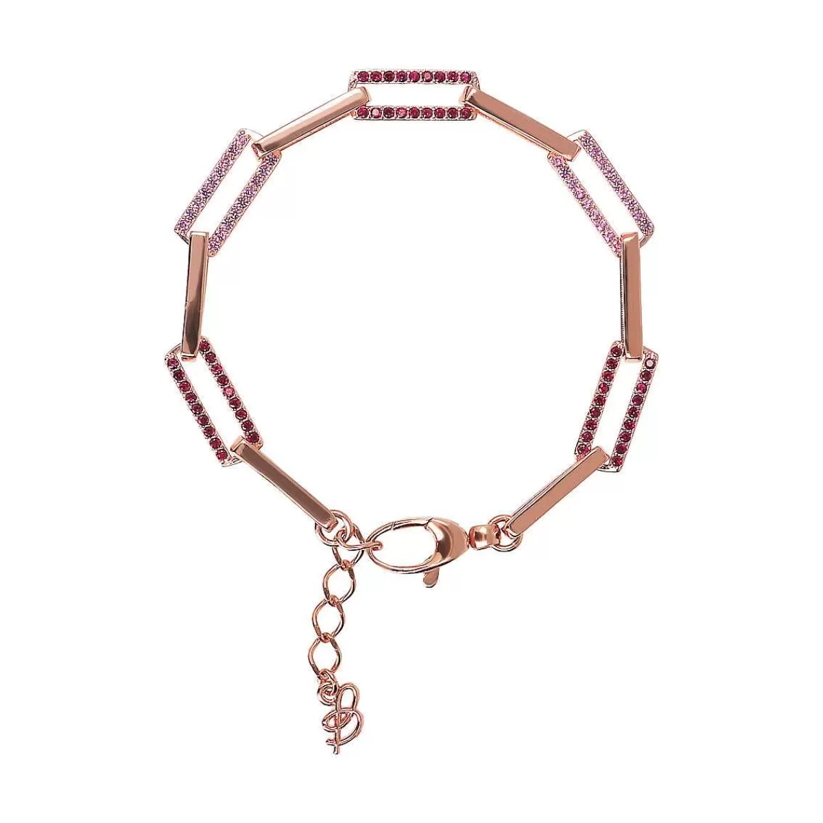 Fashion Bracciale Forzatina A Catena Bicolore Con Zirconi Bracciali