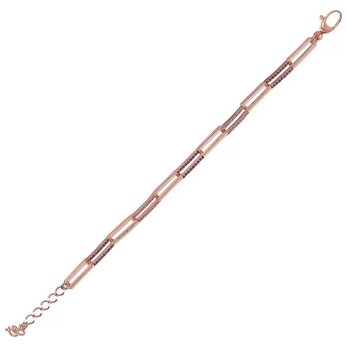 Fashion Bracciale Forzatina A Catena Bicolore Con Zirconi Bracciali