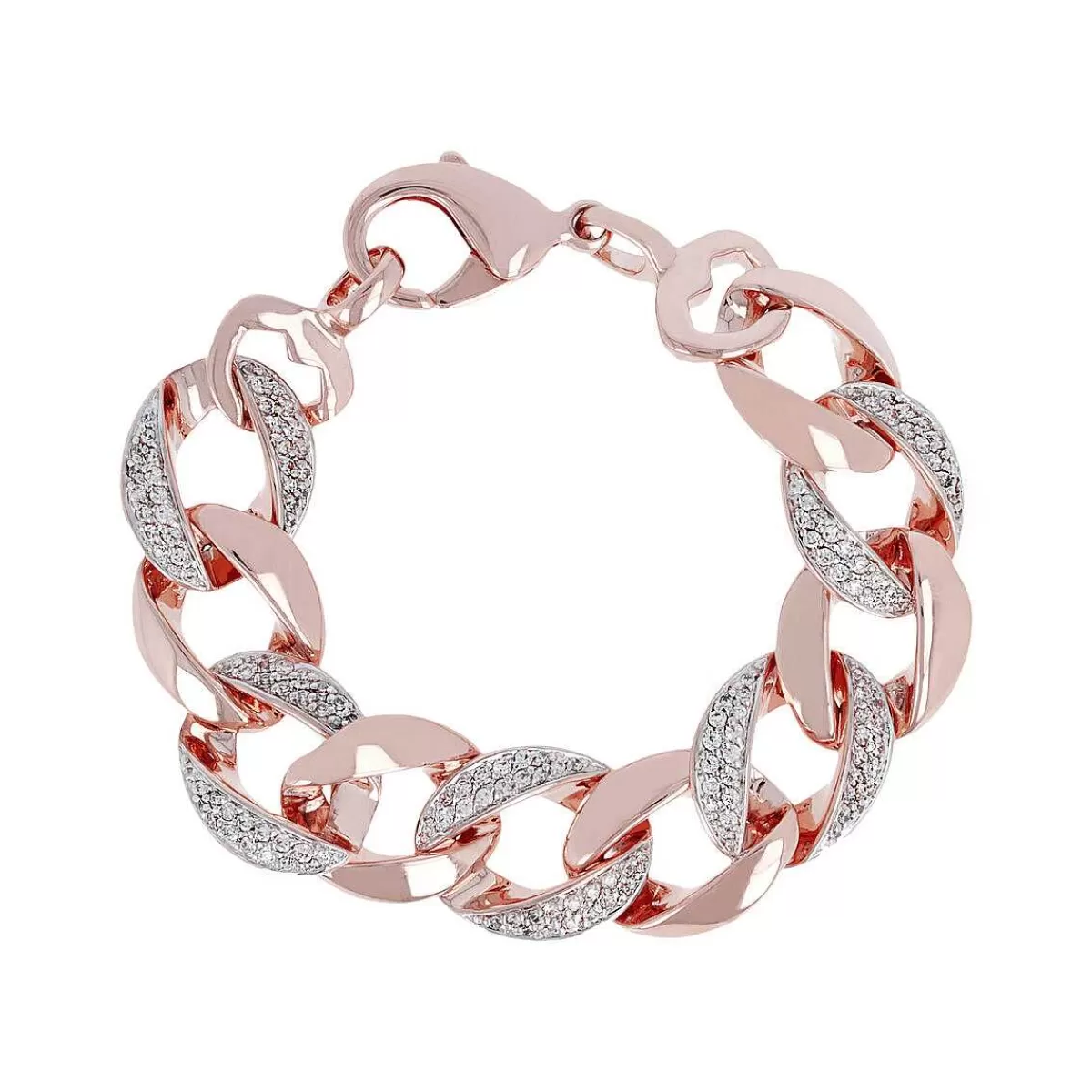 Cheap Bracciale Grumetta Catena Con Elementi Pave In Spinello Nero O Cubic Zirconia Bracciali