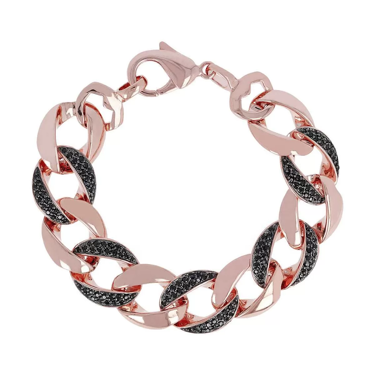 Cheap Bracciale Grumetta Catena Con Elementi Pave In Spinello Nero O Cubic Zirconia Bracciali