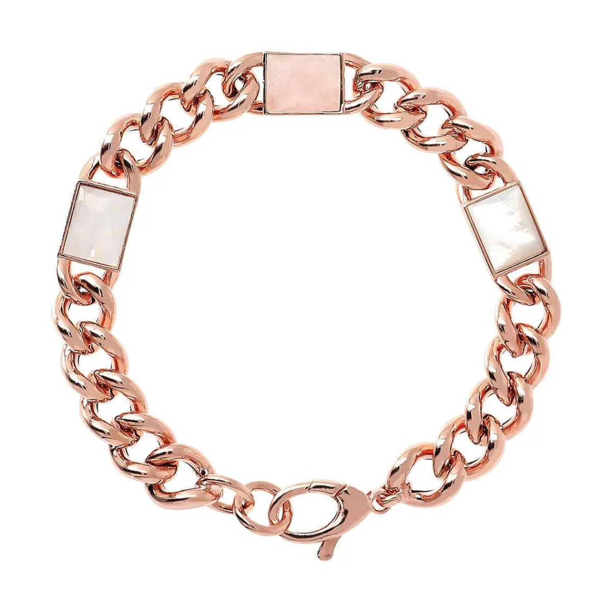 Sale Bracciale Grumetta Catena Ed Elementi Rettangolari In Madreperla E Pietre Naturali Bracciali