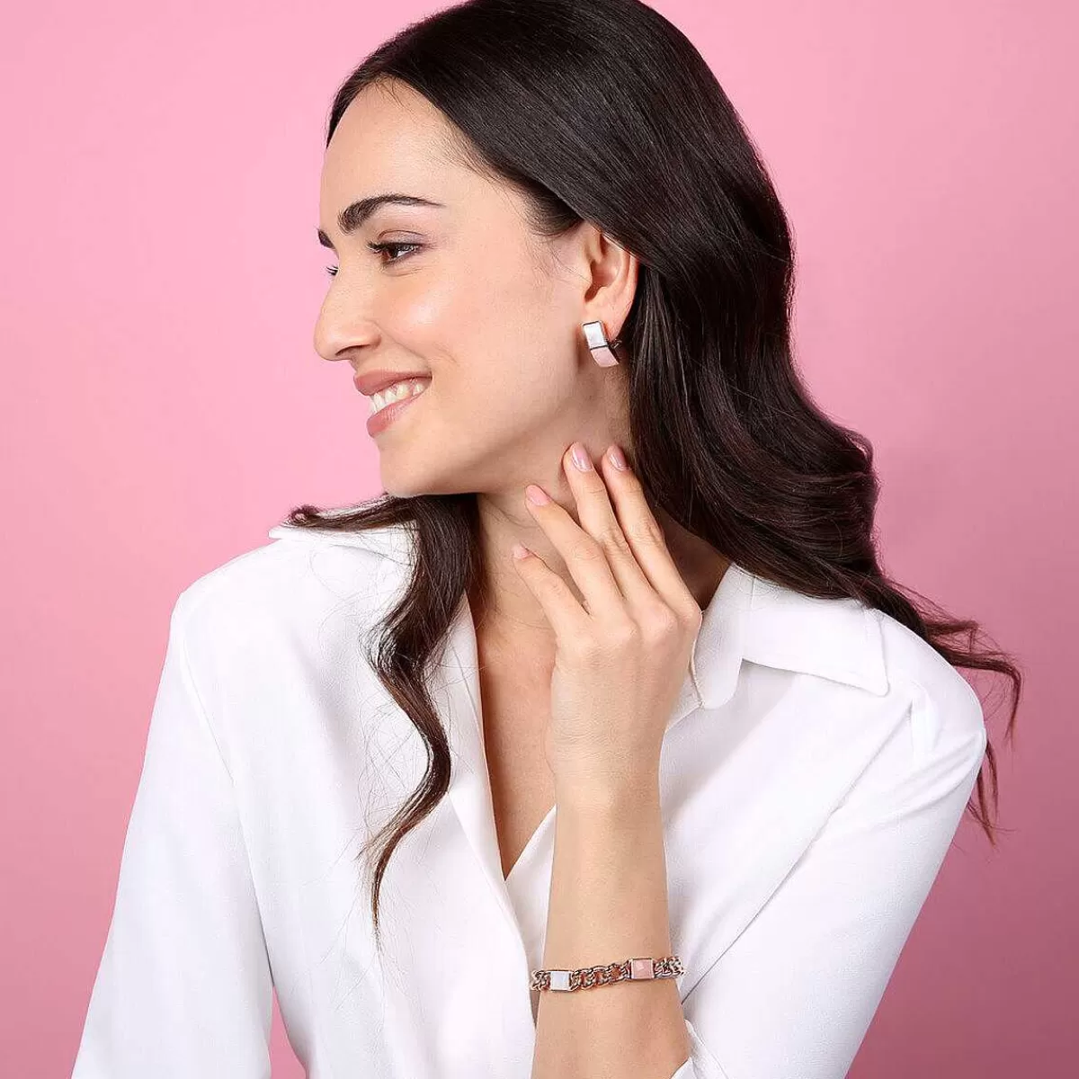 Sale Bracciale Grumetta Catena Ed Elementi Rettangolari In Madreperla E Pietre Naturali Bracciali