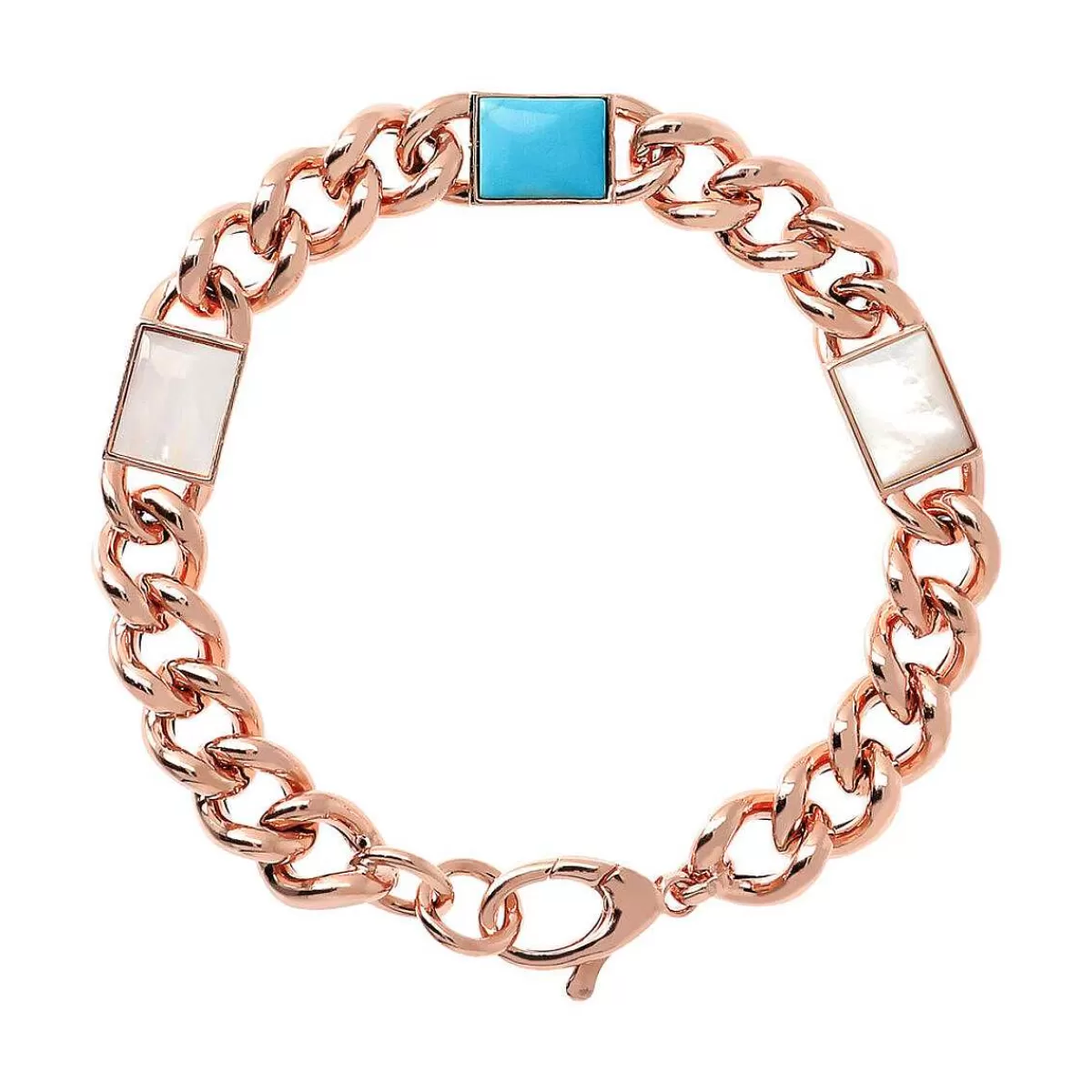 Sale Bracciale Grumetta Catena Ed Elementi Rettangolari In Madreperla E Pietre Naturali Bracciali