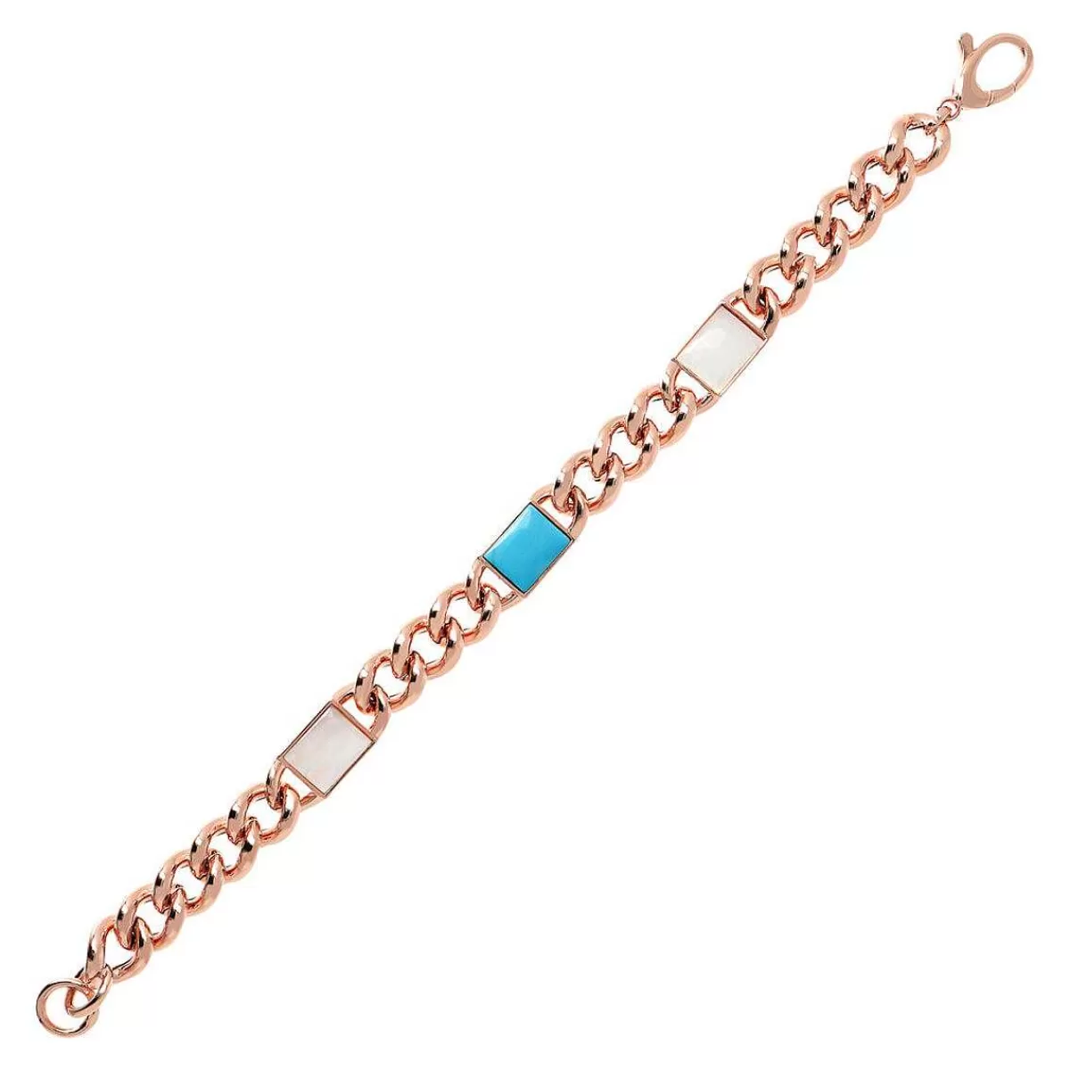 Sale Bracciale Grumetta Catena Ed Elementi Rettangolari In Madreperla E Pietre Naturali Bracciali