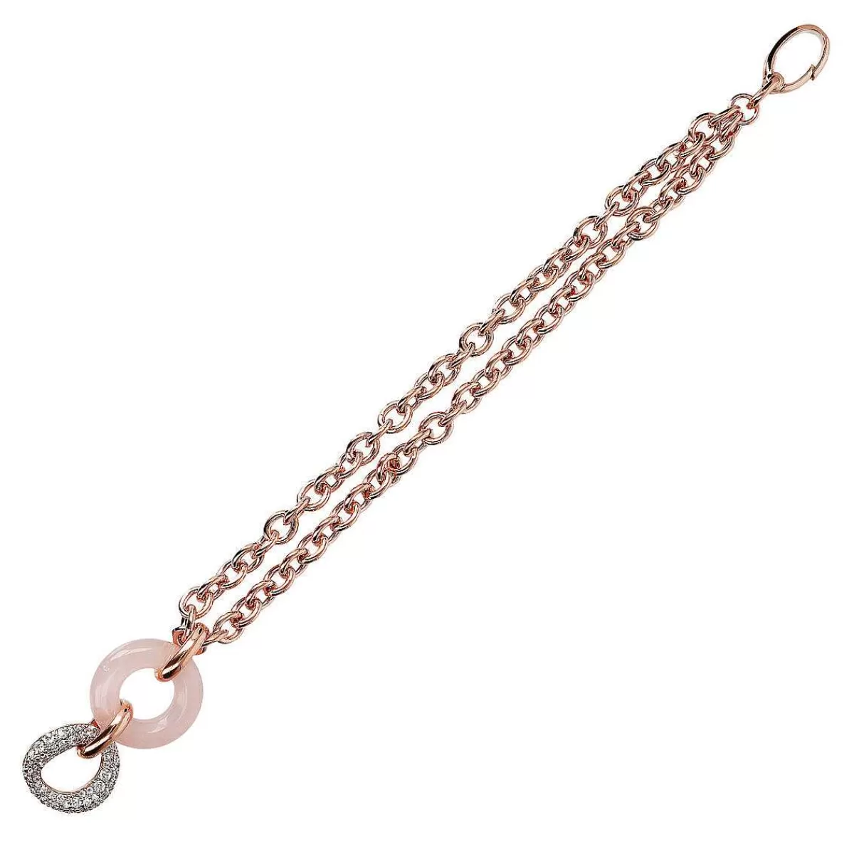New Bracciale Multifilo Catena Rolo Con Doppio Cerchio In Pietra Naturale E Cubic Zirconia Bracciali