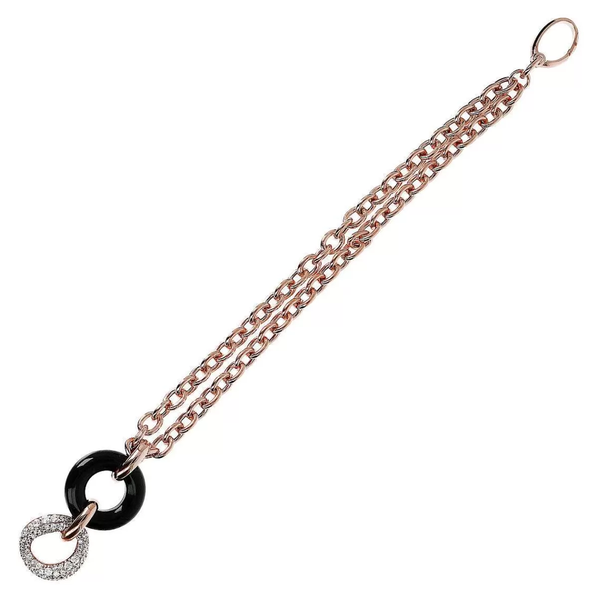 New Bracciale Multifilo Catena Rolo Con Doppio Cerchio In Pietra Naturale E Cubic Zirconia Bracciali