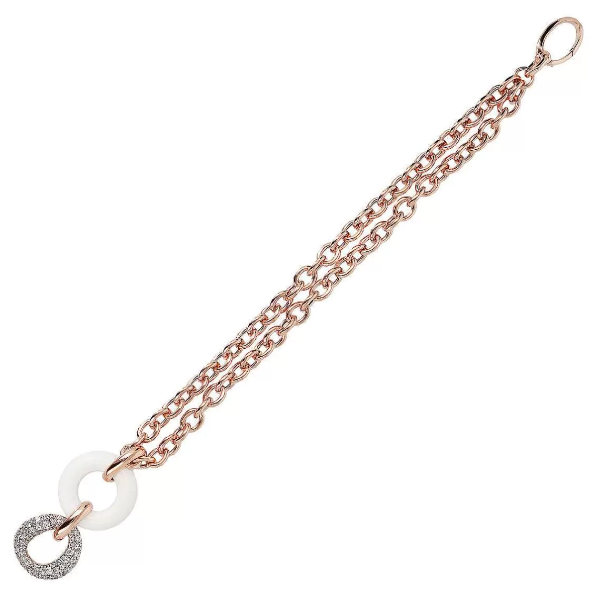 New Bracciale Multifilo Catena Rolo Con Doppio Cerchio In Pietra Naturale E Cubic Zirconia Bracciali