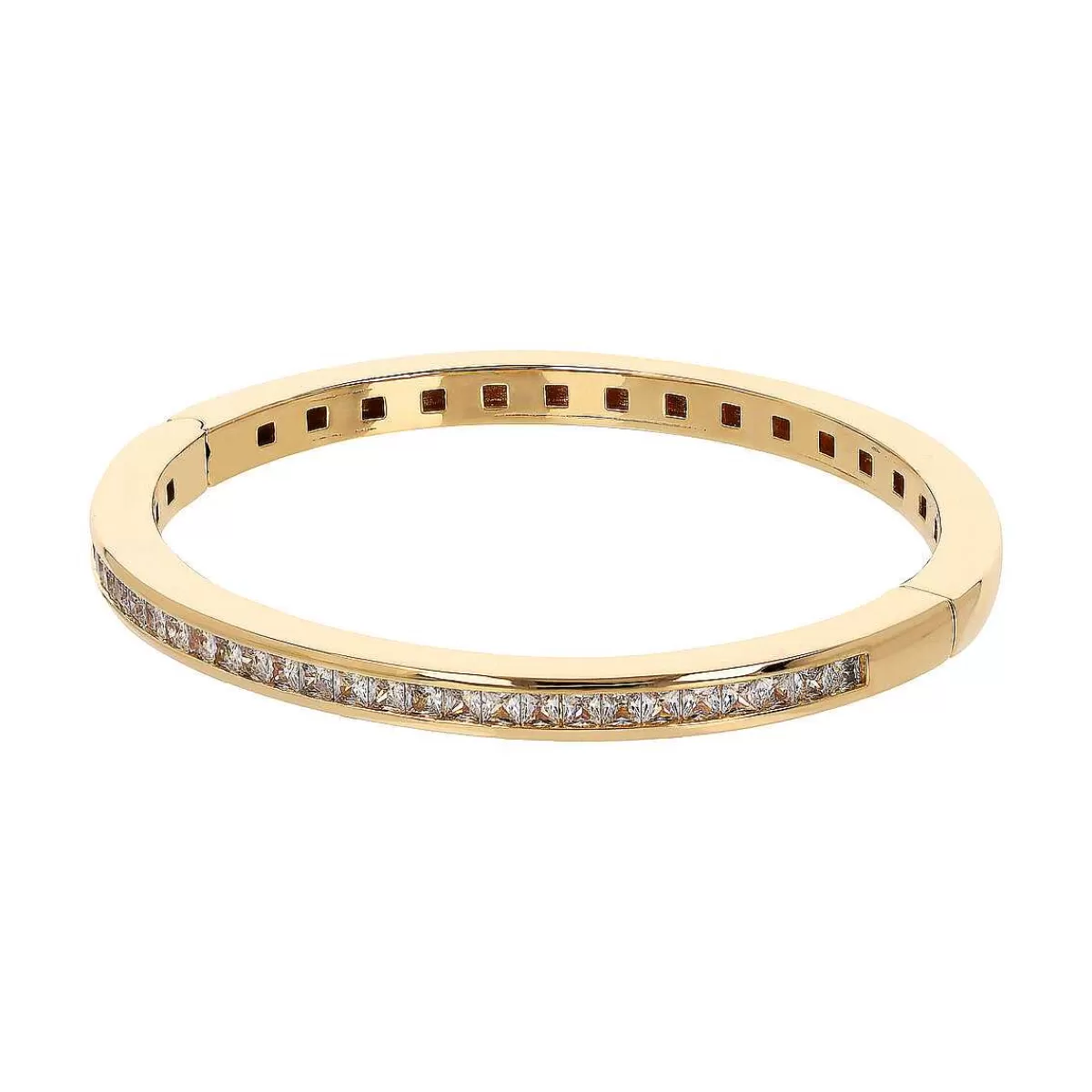 Cheap Bracciale Rigido Dorato Con Zirconi Quadrati Taglio Principessa Bracciali