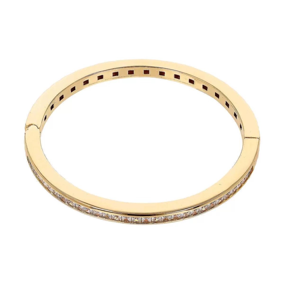 Cheap Bracciale Rigido Dorato Con Zirconi Quadrati Taglio Principessa Bracciali