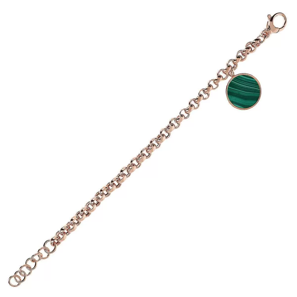 Fashion Bracciale Rolo A Catena Con Pendente A Disco In Pietra Naturale Bracciali