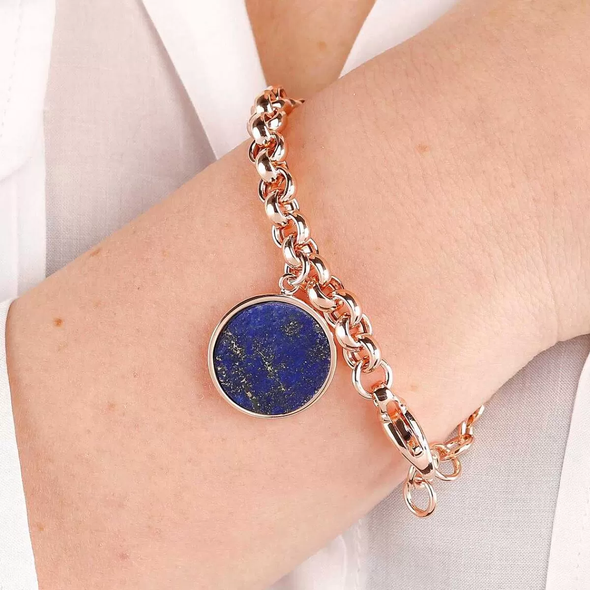 Fashion Bracciale Rolo A Catena Con Pendente A Disco In Pietra Naturale Bracciali
