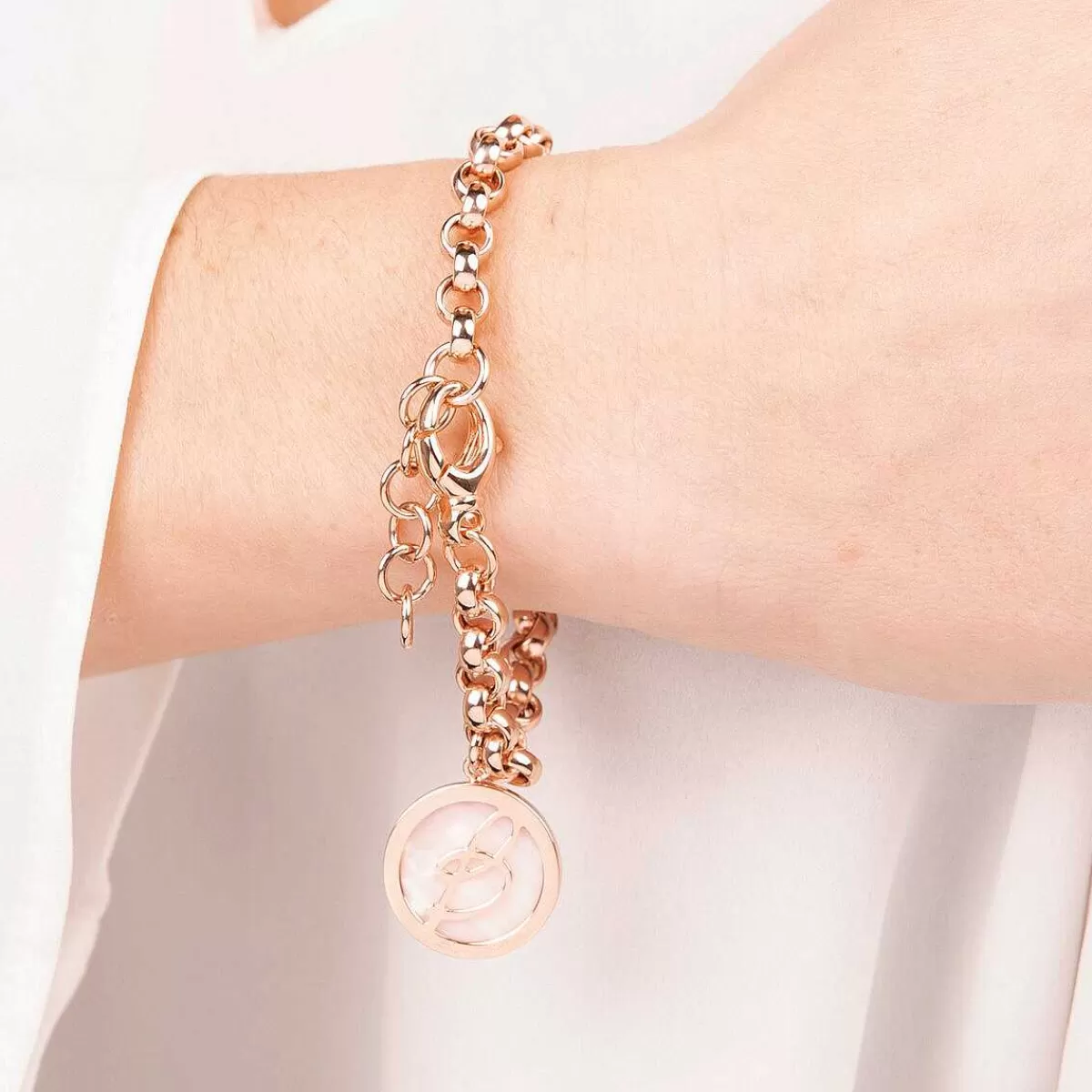Fashion Bracciale Rolo A Catena Con Pendente A Disco In Pietra Naturale Bracciali
