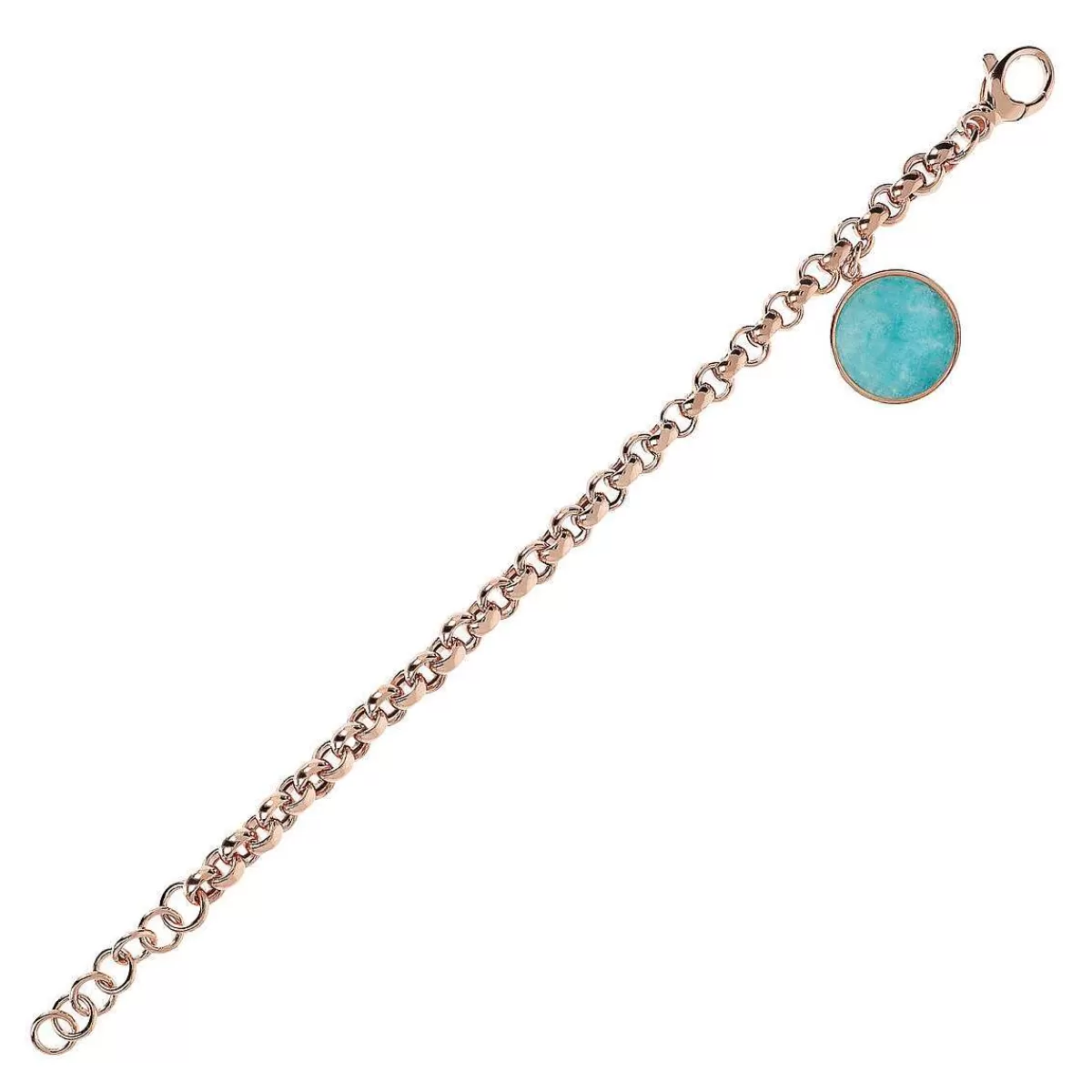 Fashion Bracciale Rolo A Catena Con Pendente A Disco In Pietra Naturale Bracciali