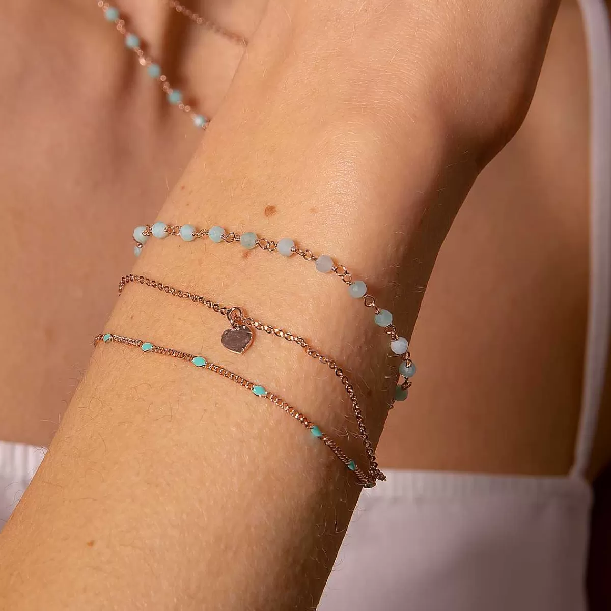 Online Bracciale Rosario Multifilo A Catena Con Smalto E Pendente Cuore Bracciali
