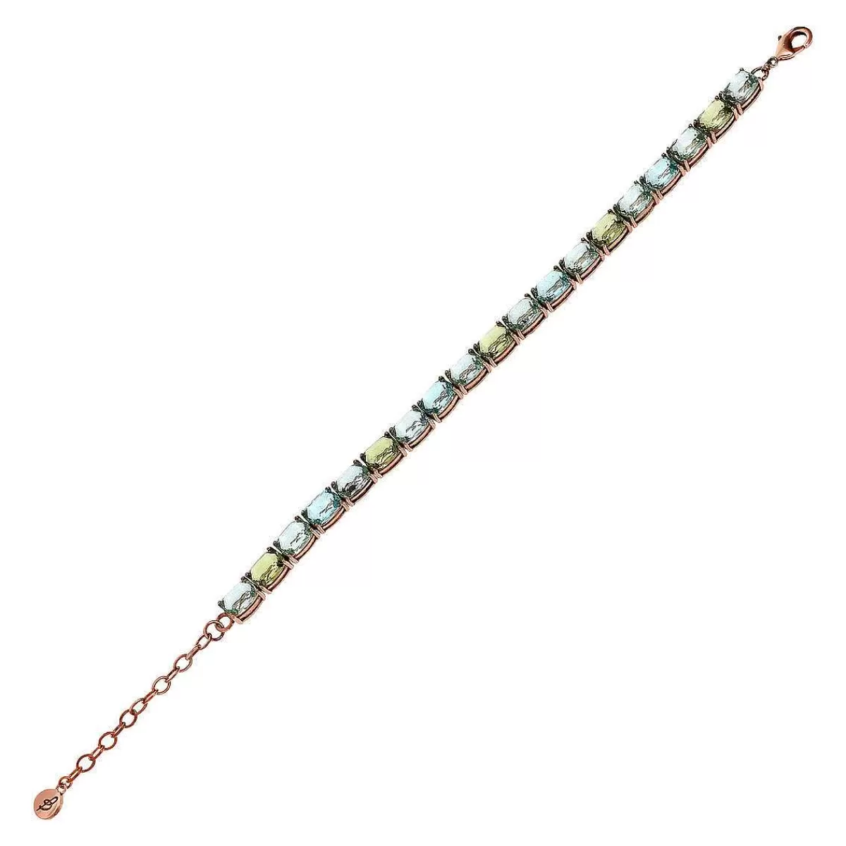 Hot Bracciale Tennis Con Gemme Prisma Verde E Blu Taglio Mosaico Bracciali