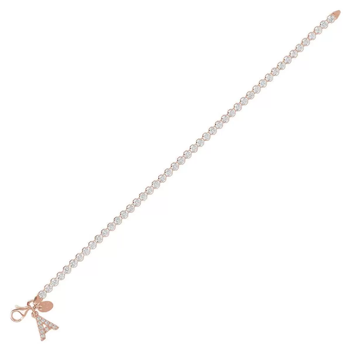 Best Sale Bracciale Tennis Con Zirconi Cubici E Pendente Con Lettera In Pave Bracciali
