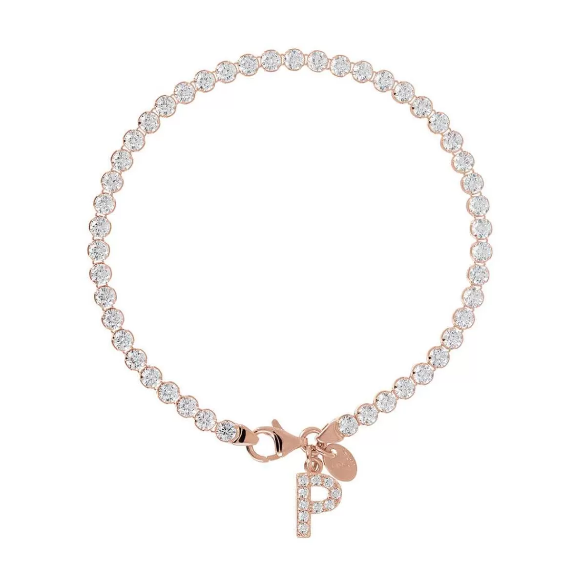 Best Sale Bracciale Tennis Con Zirconi Cubici E Pendente Con Lettera In Pave Bracciali