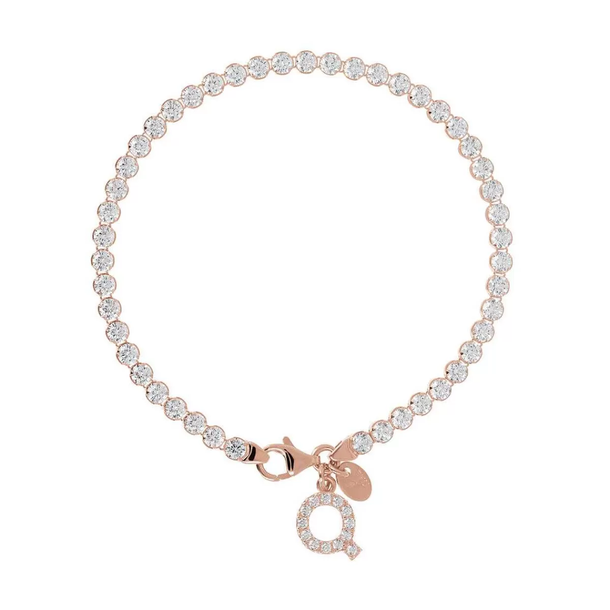 Best Sale Bracciale Tennis Con Zirconi Cubici E Pendente Con Lettera In Pave Bracciali