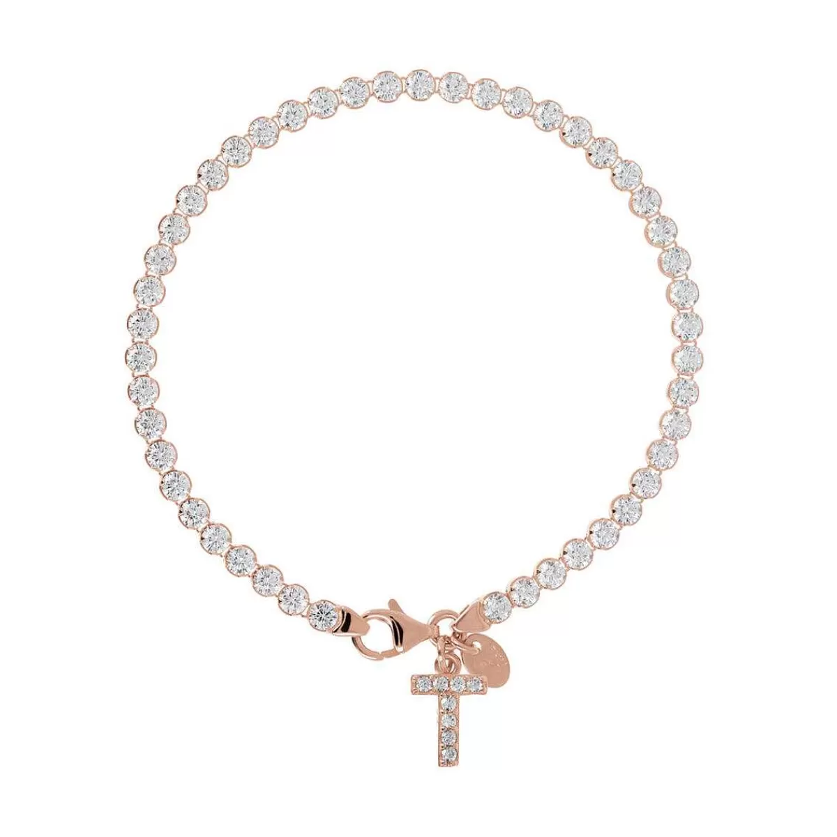 Best Sale Bracciale Tennis Con Zirconi Cubici E Pendente Con Lettera In Pave Bracciali