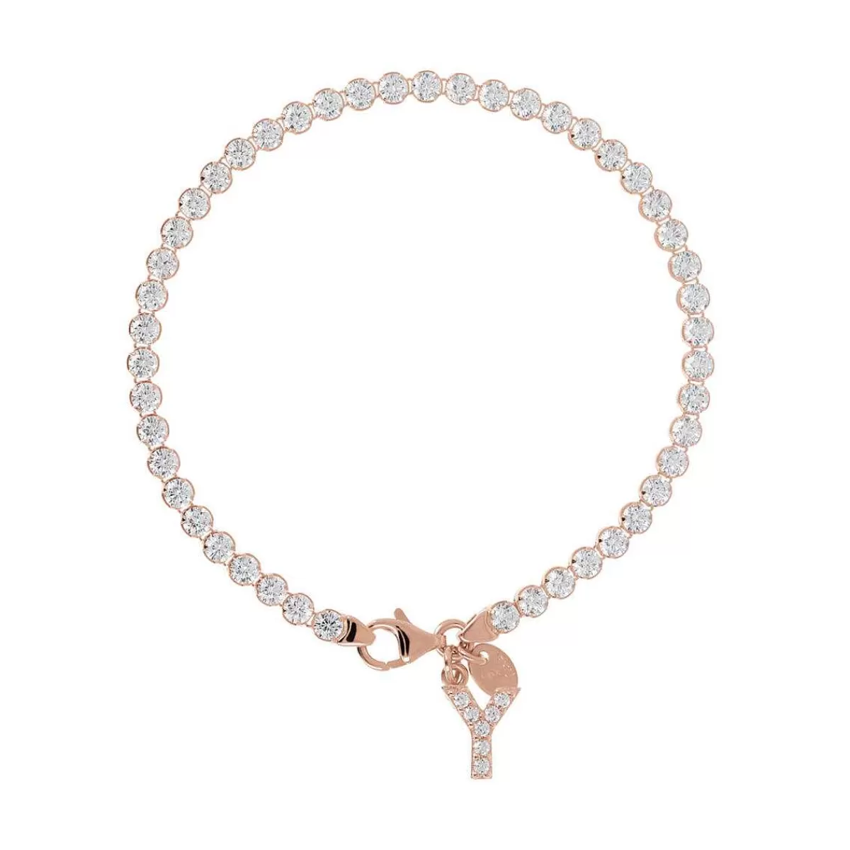 Best Sale Bracciale Tennis Con Zirconi Cubici E Pendente Con Lettera In Pave Bracciali