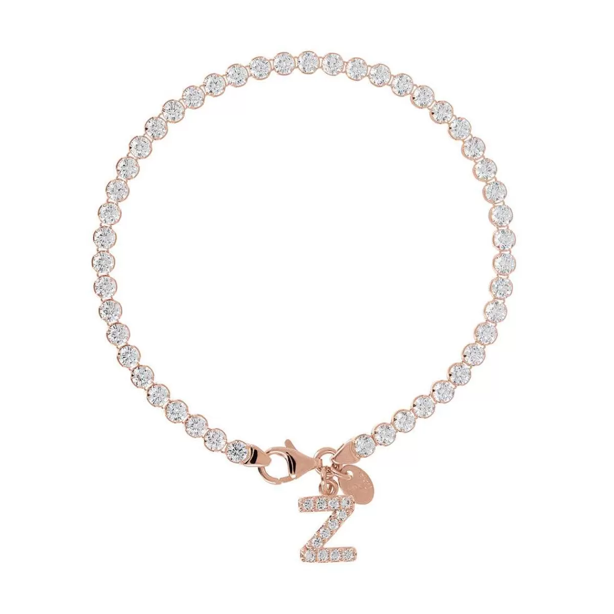 Best Sale Bracciale Tennis Con Zirconi Cubici E Pendente Con Lettera In Pave Bracciali