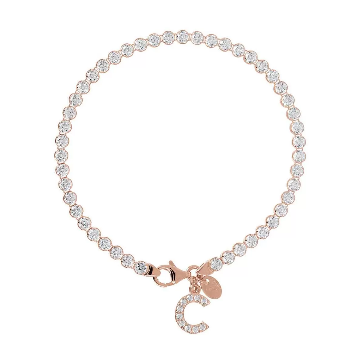 Best Sale Bracciale Tennis Con Zirconi Cubici E Pendente Con Lettera In Pave Bracciali