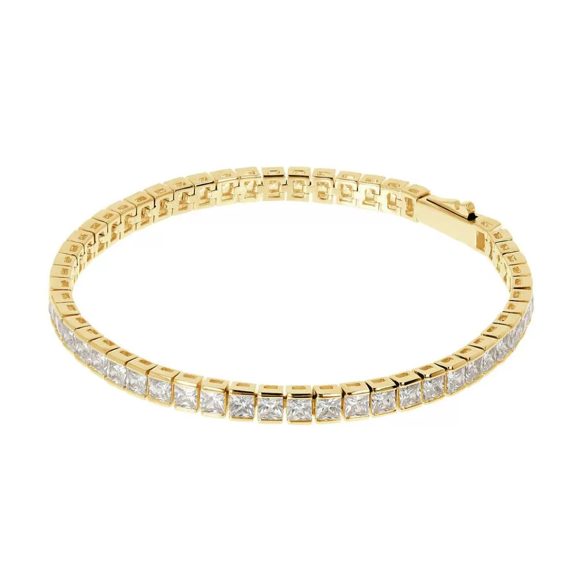 Clearance Bracciale Tennis Dorato Con Cubic Zirconia Di Forma Quadrata Bracciali