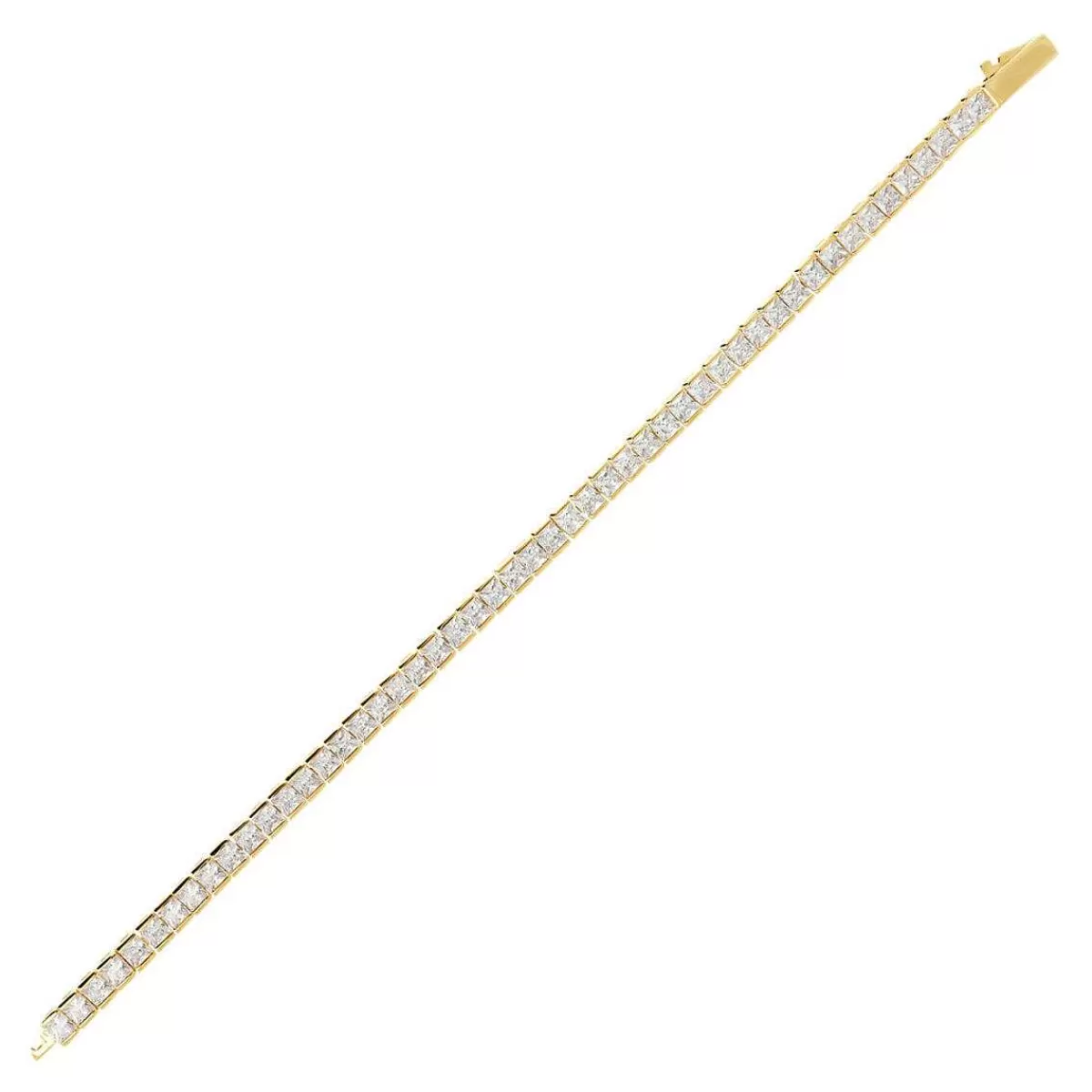 Clearance Bracciale Tennis Dorato Con Cubic Zirconia Di Forma Quadrata Bracciali