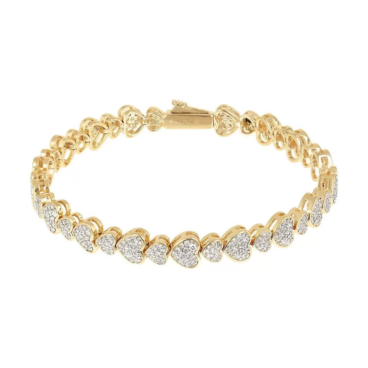 Outlet Bracciale Tennis Dorato Con Cuori In Pave Di Cubic Zirconia Bracciali