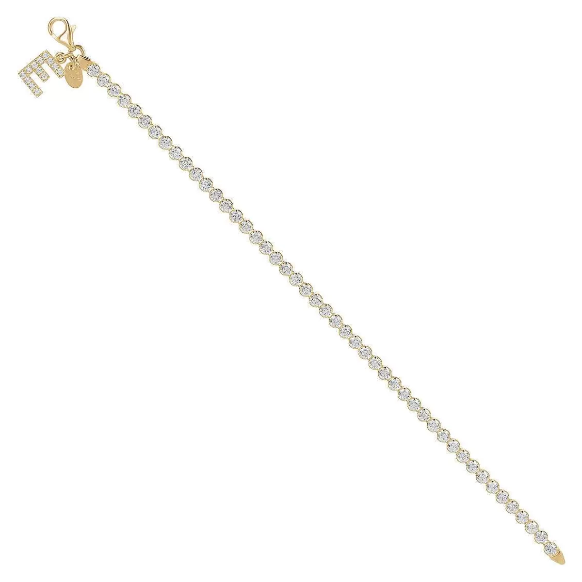 Flash Sale Bracciale Tennis Dorato In Cubic Zirconia Con Pendente Lettera In Pave Bracciali