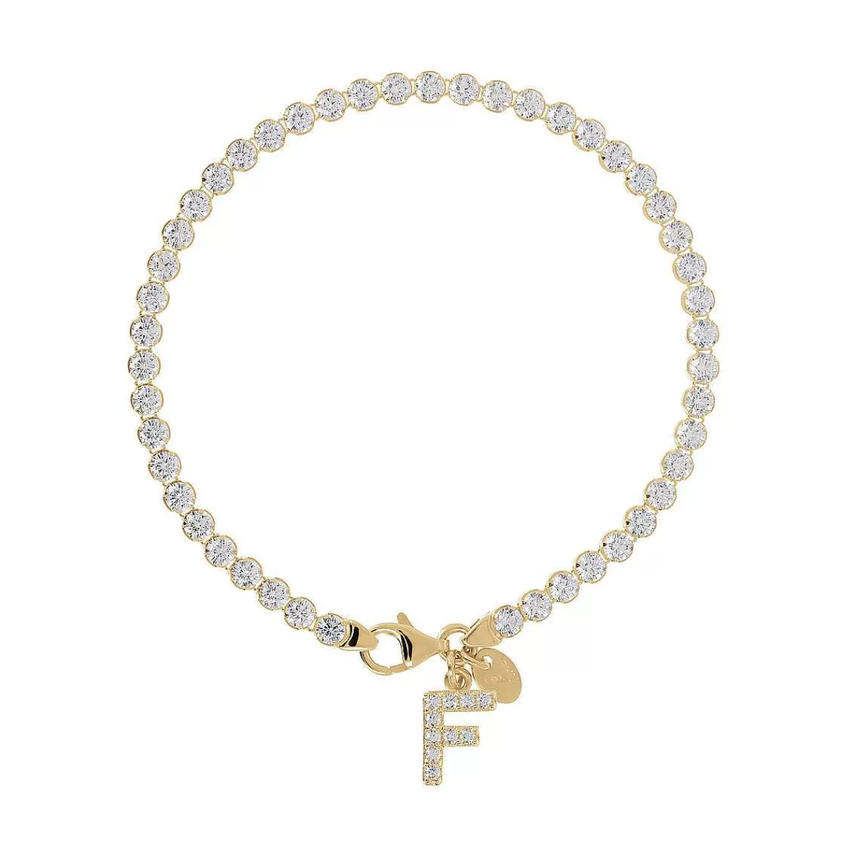 Flash Sale Bracciale Tennis Dorato In Cubic Zirconia Con Pendente Lettera In Pave Bracciali