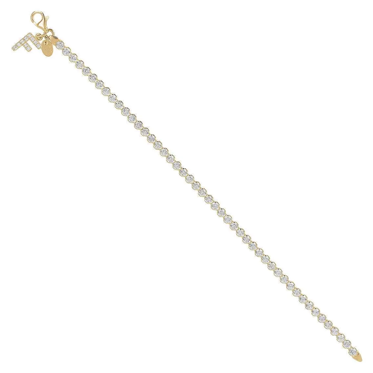 Flash Sale Bracciale Tennis Dorato In Cubic Zirconia Con Pendente Lettera In Pave Bracciali